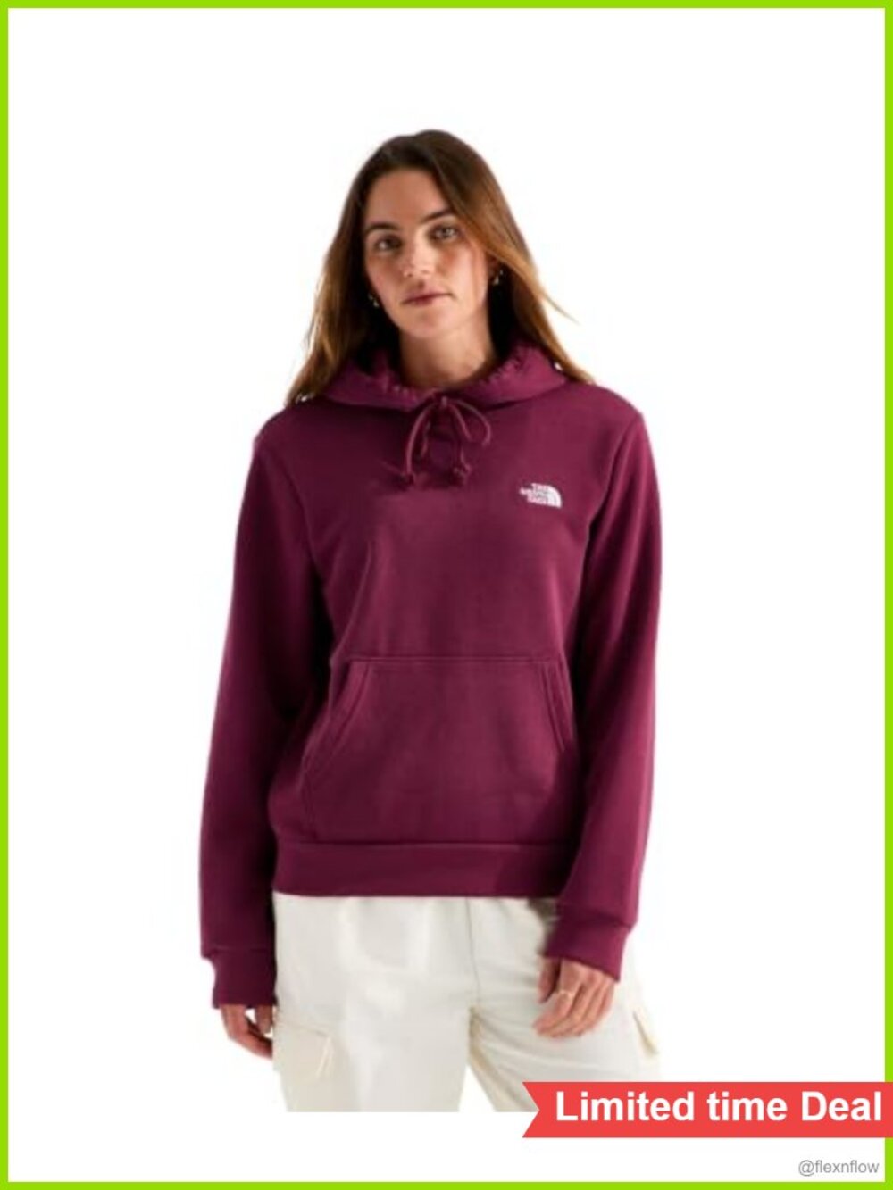 Women's Cotton Blend Pullover Hoodie Adjustable Drawcord Kangaroo Pocket